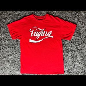 Spencer’s Brand “I Enjoy Vagina” - Red T-Shirt (Size: Large)